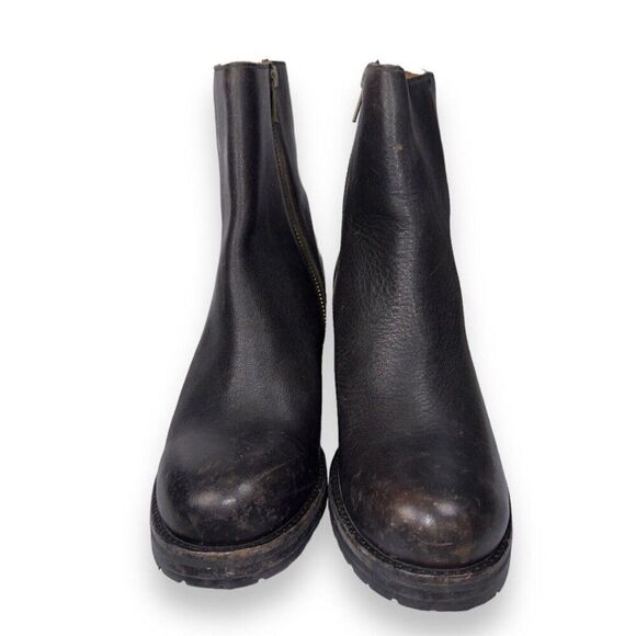 Frye Karen Inside Zip Short Heeled Leather Boots Distressed Black Women's 9M - Picture 3 of 12